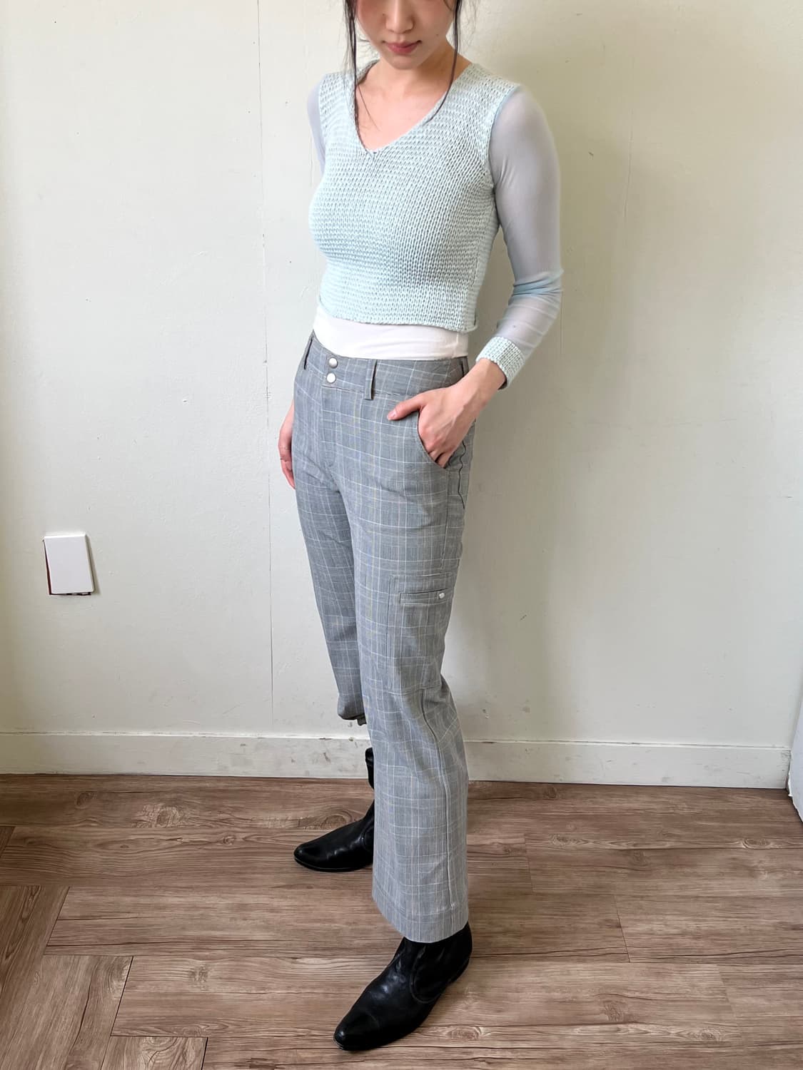 Feel and Ease 체크 슬랙스 상품이미지5