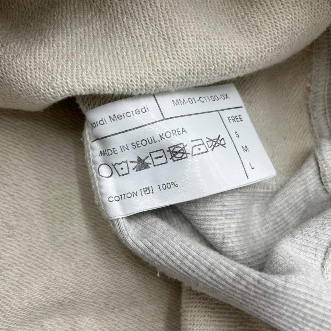 마르디 메르크디 버건디 센터로고 백멜란지 맨투맨 상품이미지5