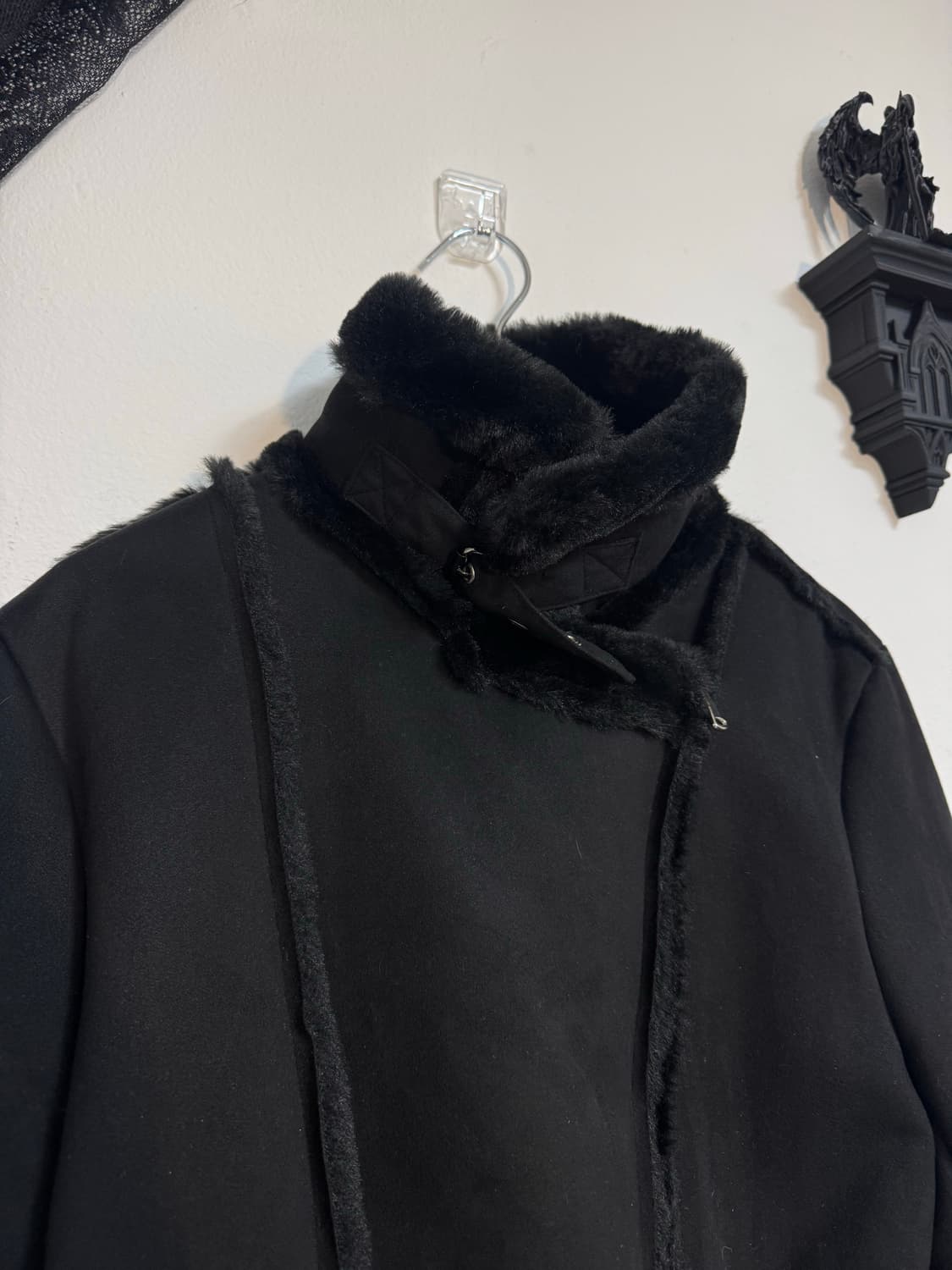 Black shearling jacket 상품이미지2