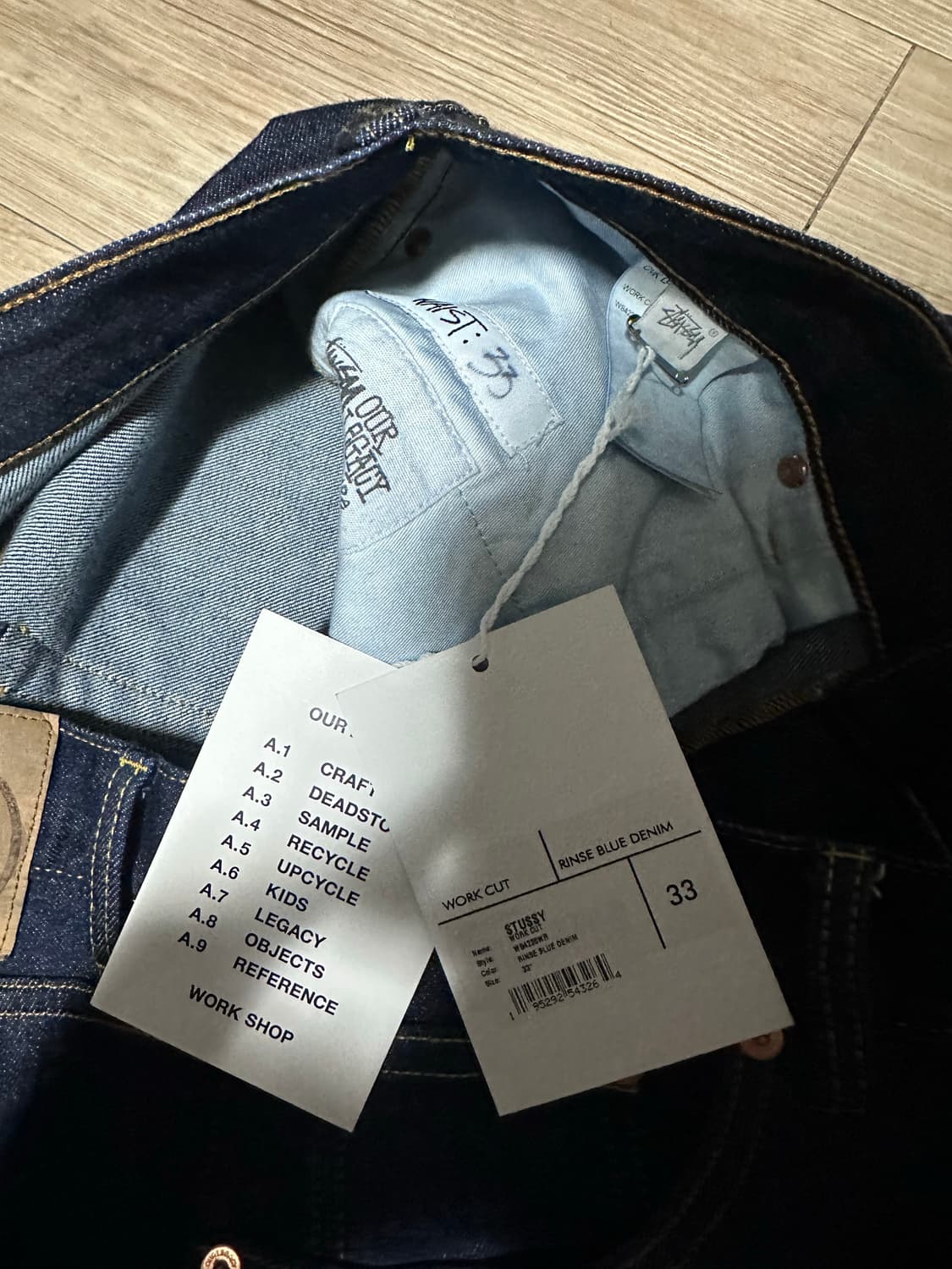 스투시 X 아워레가시 데님 팬츠 인디고 33 택보유 상품이미지3