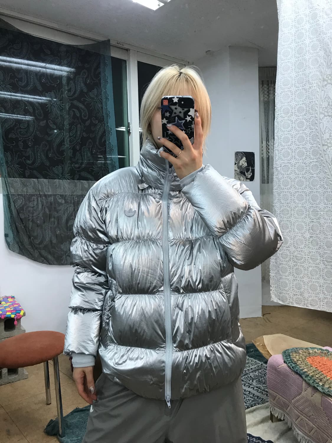 아디다스 뱃지 유로파 실버 덕다운 다운점퍼 패딩  상품이미지2