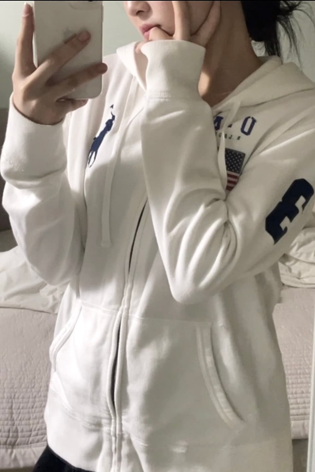 폴로 빅포니 성조기 후드집업 화이트 상품이미지4