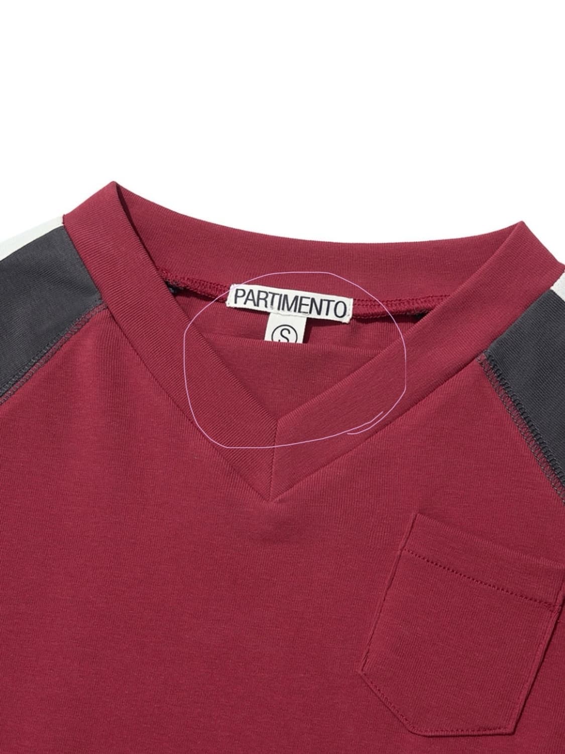 [택포] 18 스터디드 브이넥 쓰리쿼터 슬리브 티 레드 상품이미지5