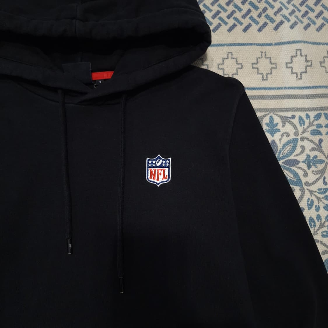 NFL 엔에프엘 블랙 자수로고 로고패치 코튼 블렌드 후드 티셔츠 M 상품이미지5