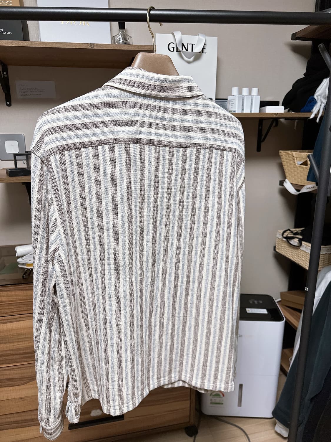 H&M 텍스처 셔츠 레귤러핏 라이트 블루/스트라이프 105 상품이미지5