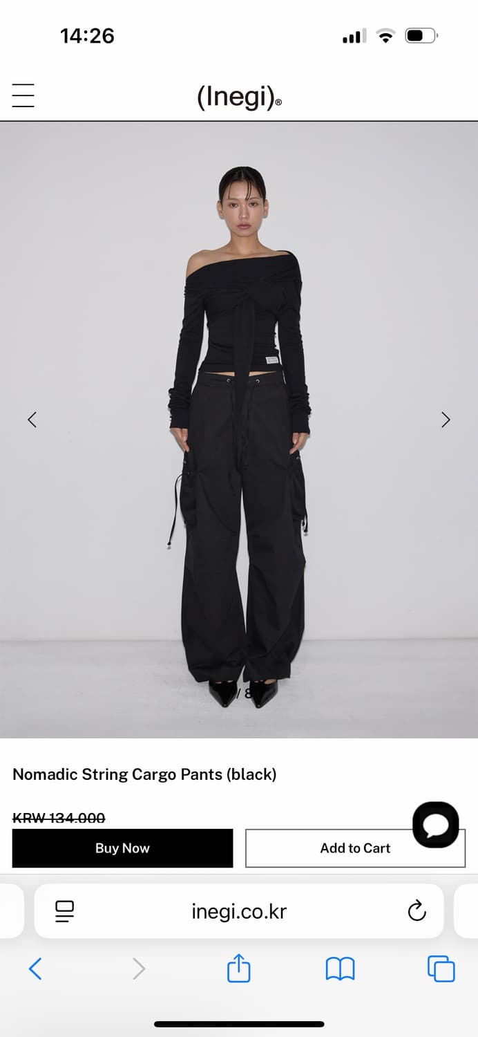 새상품) 이네기 노마딕 카고팬츠 블랙 상품이미지1