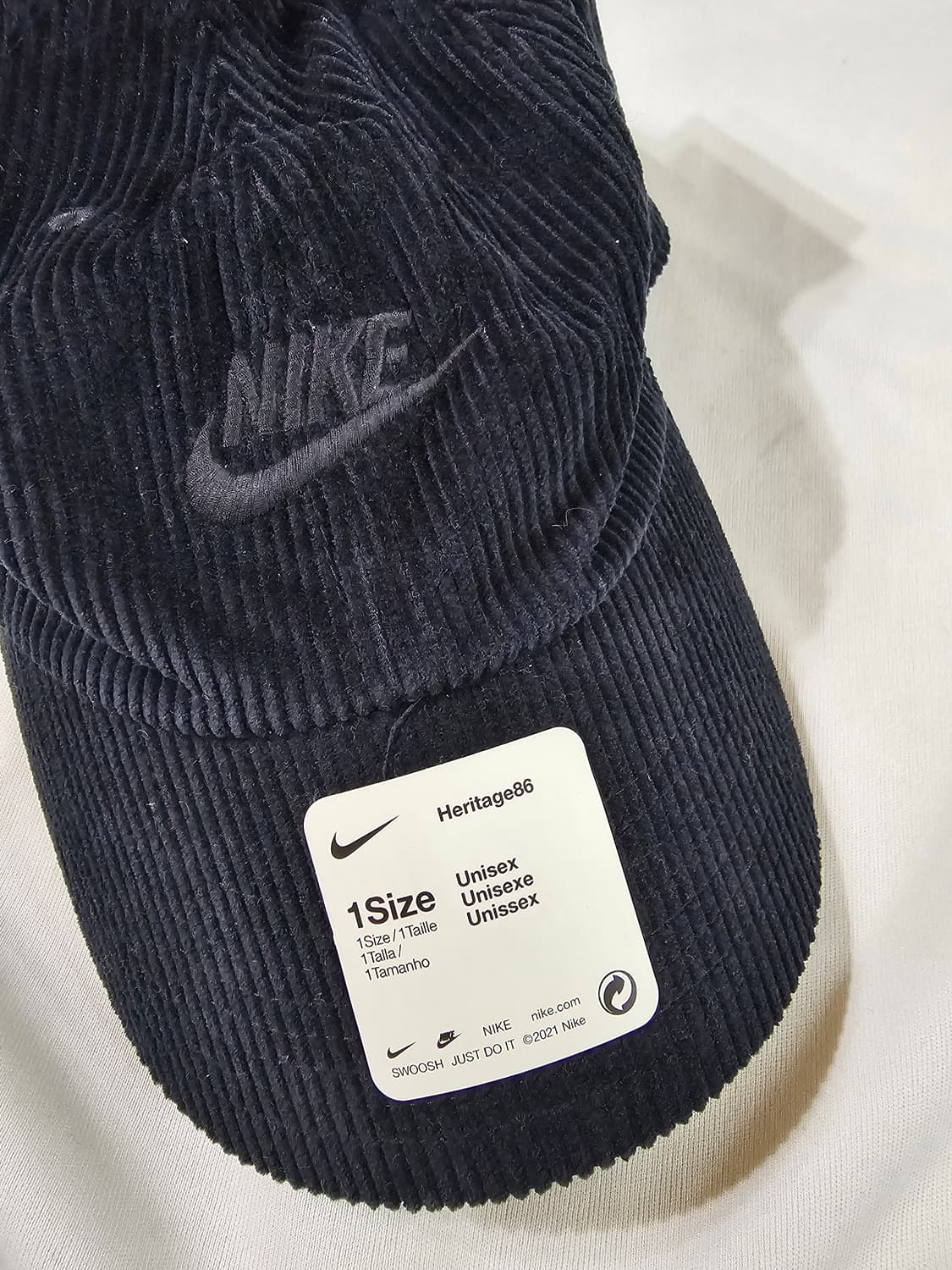 새상품) 나이키 헤리티지 86 코듀로이 베이스볼 볼캡 캡 블랙 모자 상품이미지8