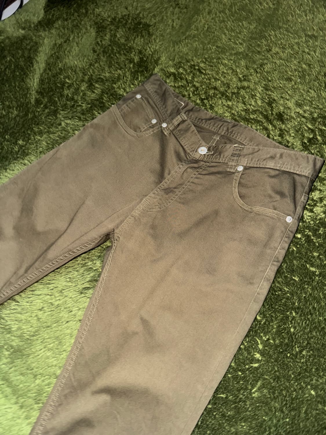 [M] Beams 빔즈 Made in Japan 코튼 팬츠 올리브 상품이미지2