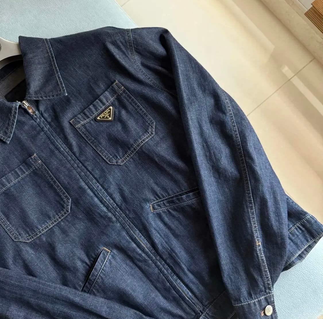 [XL] 프라다 삼각로고 포켓 데님 블루종 자켓 상품이미지2