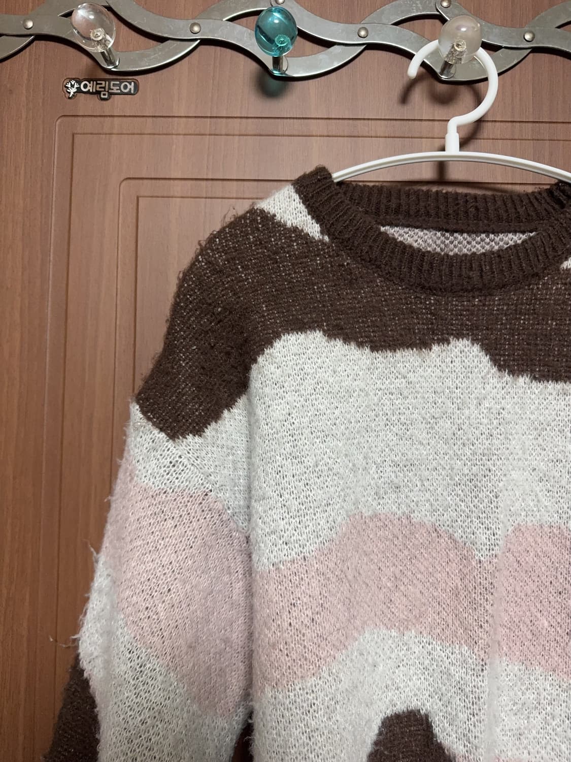 에이블리 지그재그 무신사 빈티지 딸기초코 핑크 브라운 니트 스웨터 상품이미지3