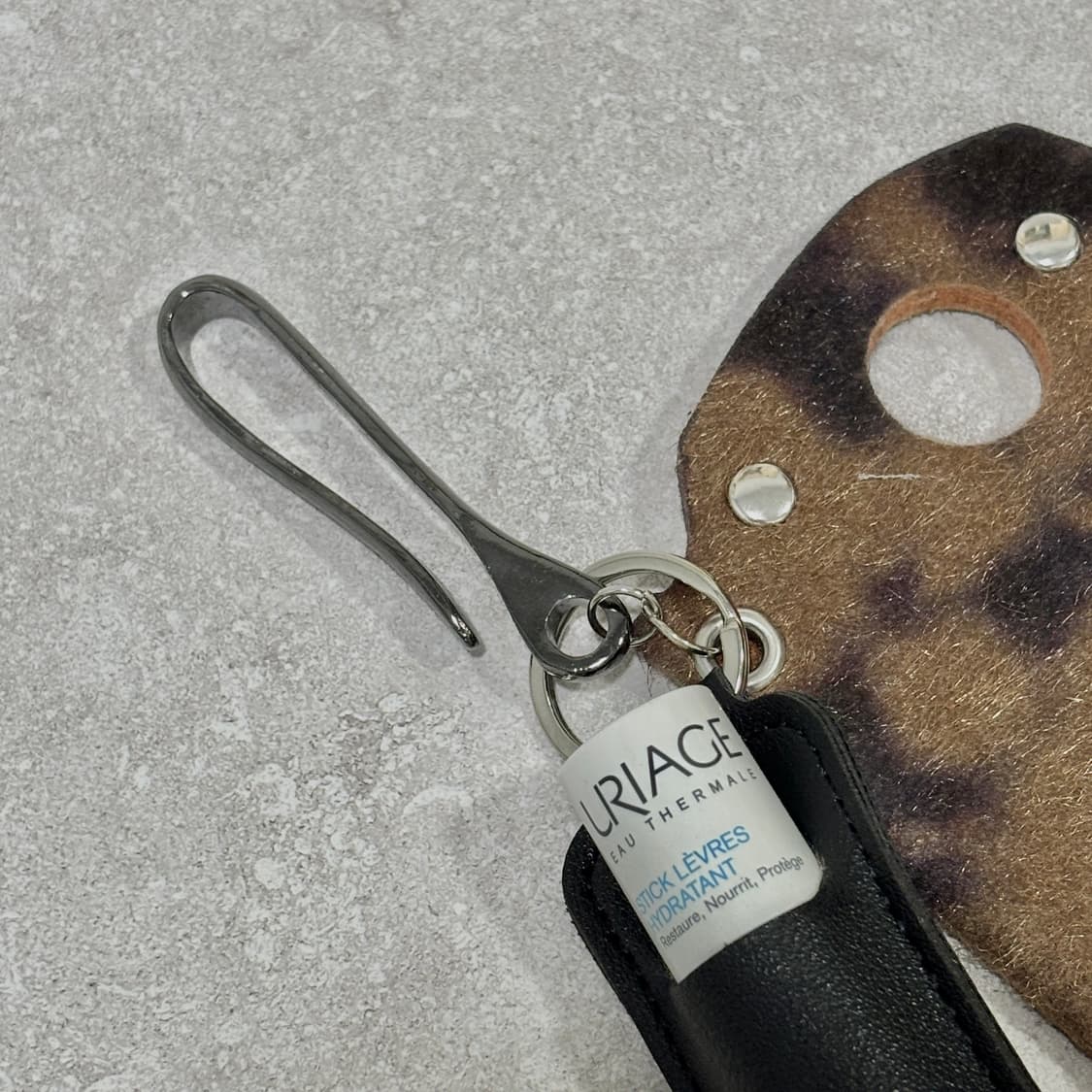 Oribell 레오파드 호피 송치털 파워 너클 립밤케이스 키링 열쇠고리 상품이미지6