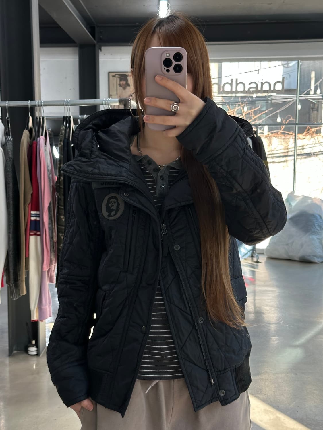 히스테릭글래머 프리마로프트 하이넥후드 퀼팅 포켓점퍼 상품이미지3