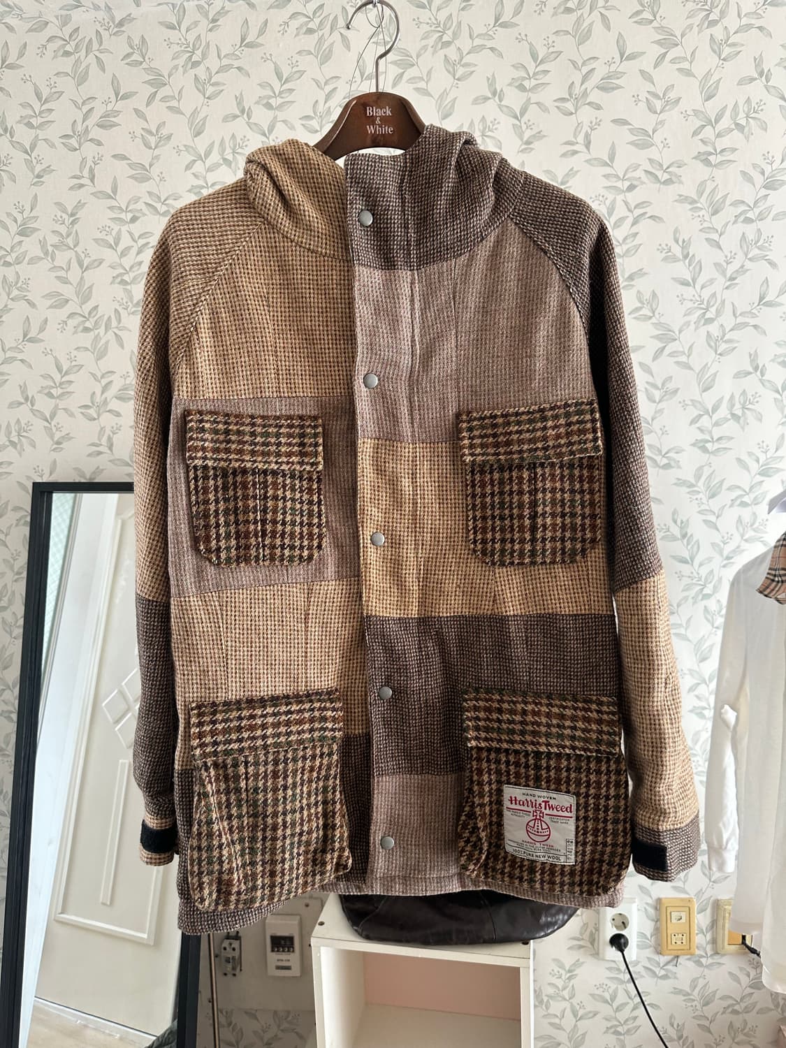 해리스트위드 패치워크 후드 자켓 XL(100-105) 상품이미지2