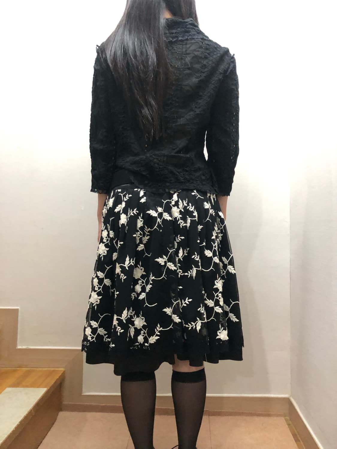 빈티지 네이비 플라워 미디 스커트 상품이미지9