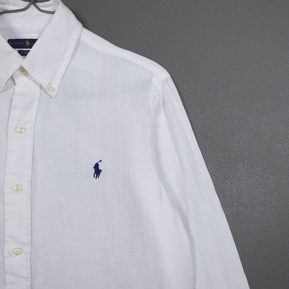 실측 S) 폴로 랄프로렌 신형 21ss 큐알 클래식핏 린넨 셔츠 화이트 상품이미지2