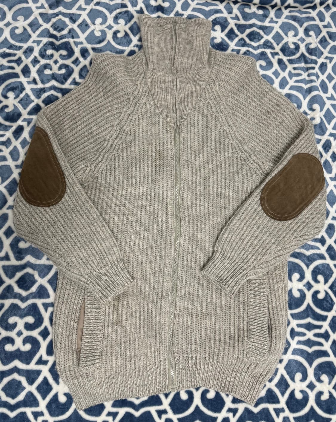 빈티지) 오트밀 니트 집업 라떼깔 일본빈티지 버터플라이 상품이미지2