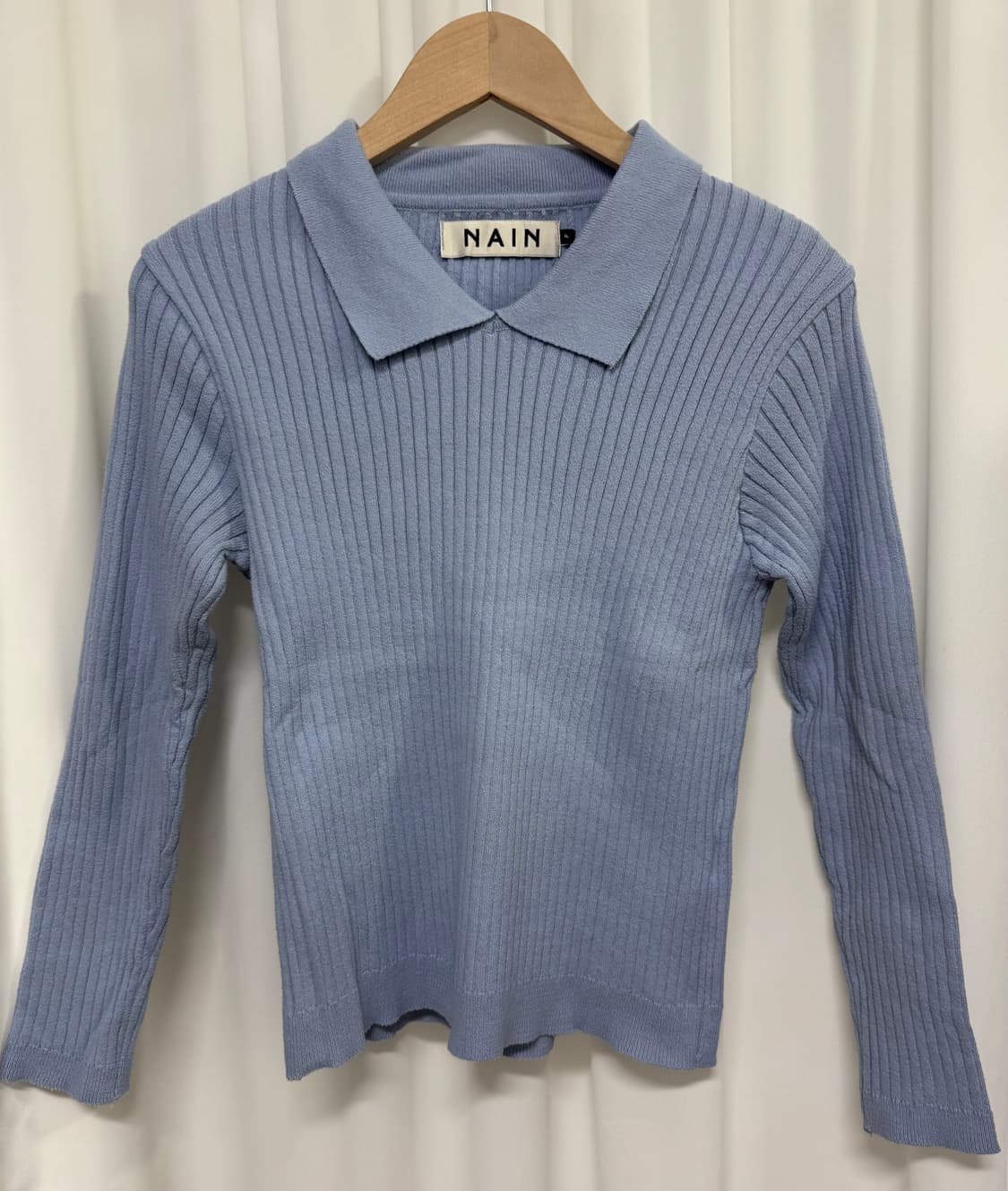 NAIN 나인 소라색 골지 니트  상품이미지5