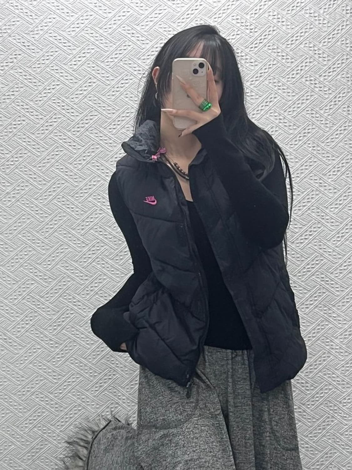 나이키 빈티지 캐주얼 포인트 핑크로고 패딩 조끼 L C08385 상품이미지1