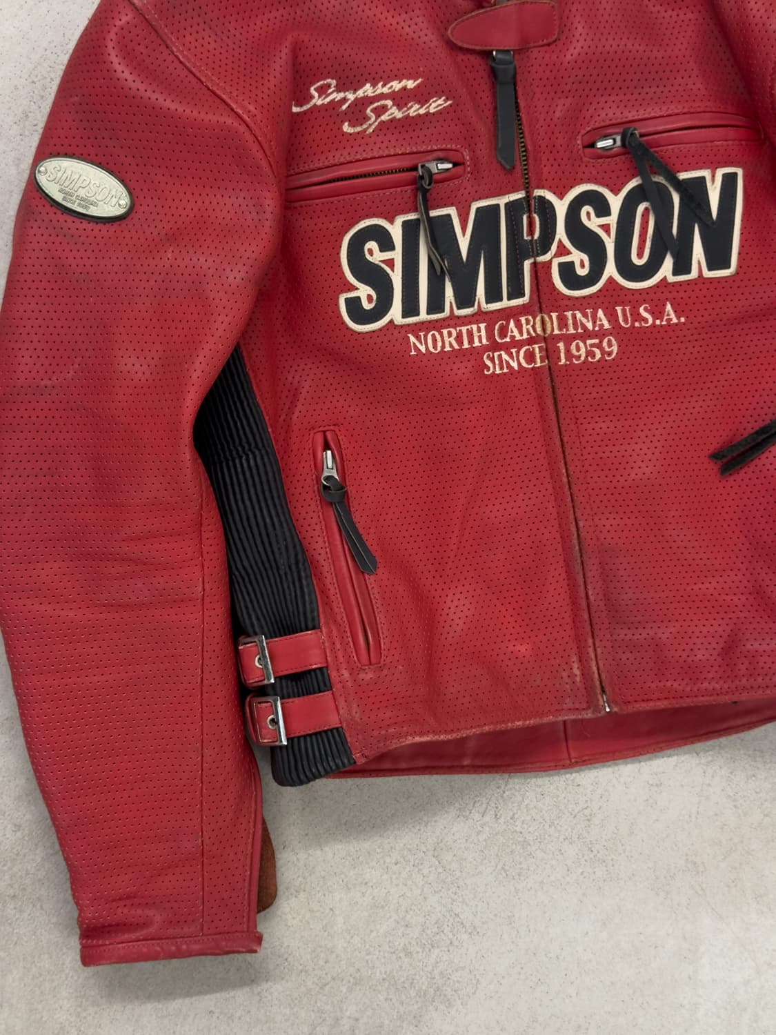 SIMPSON 레더 레이싱 자켓 상품이미지3