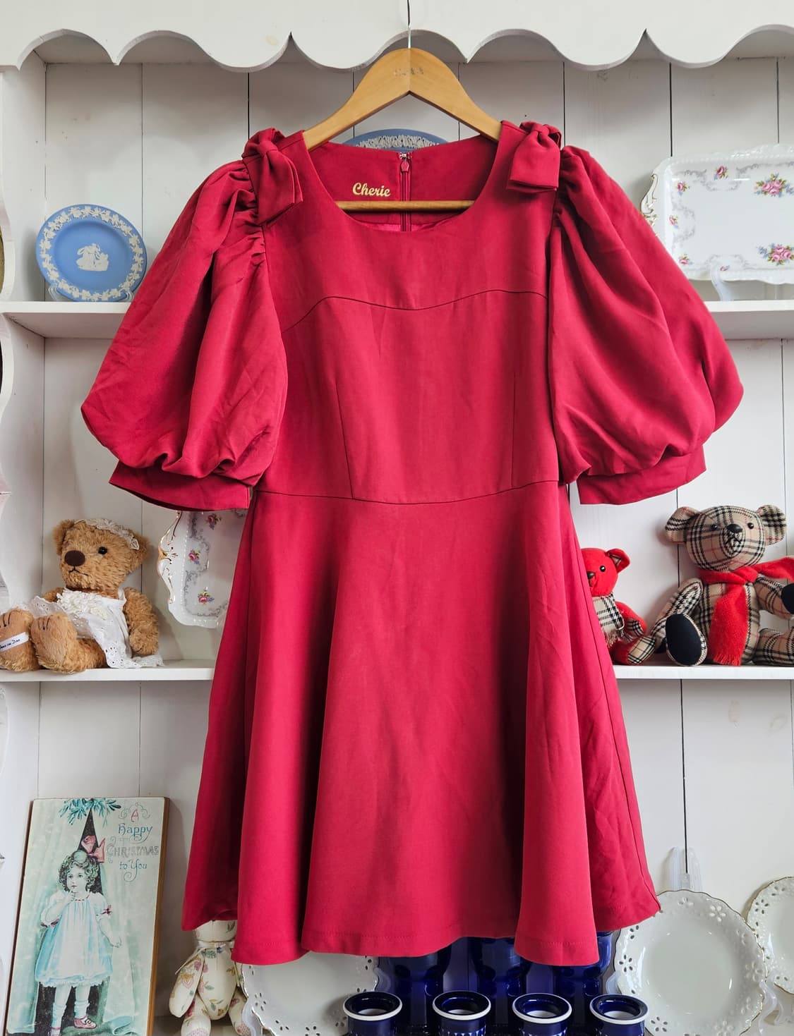 Honey Bunch 체리 리본 퍼프 원피스 상품이미지1