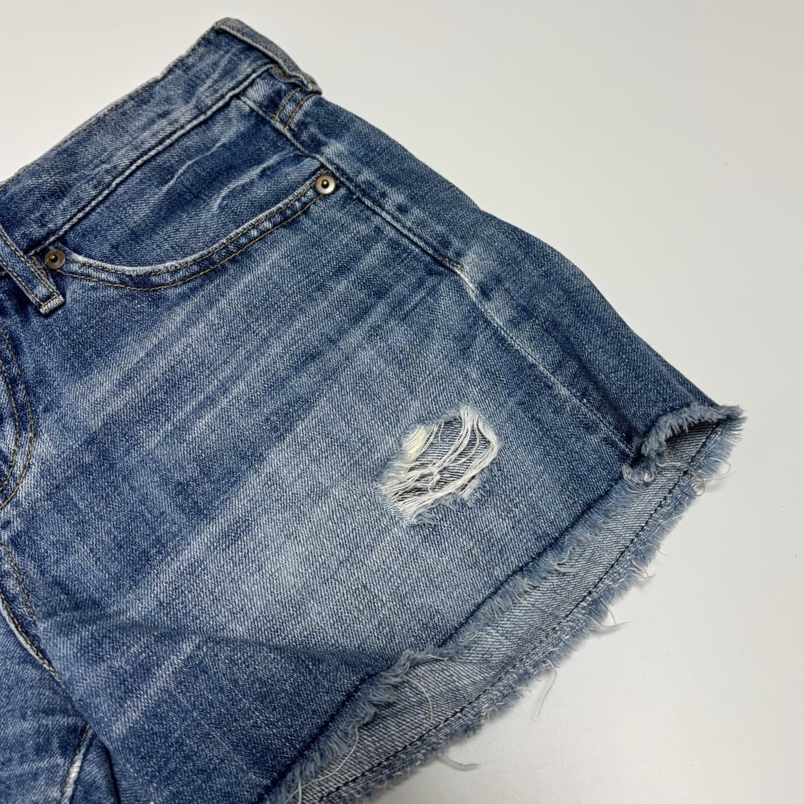 로리즈팜 데미지 컷오프 데님 숏팬츠 상품이미지2