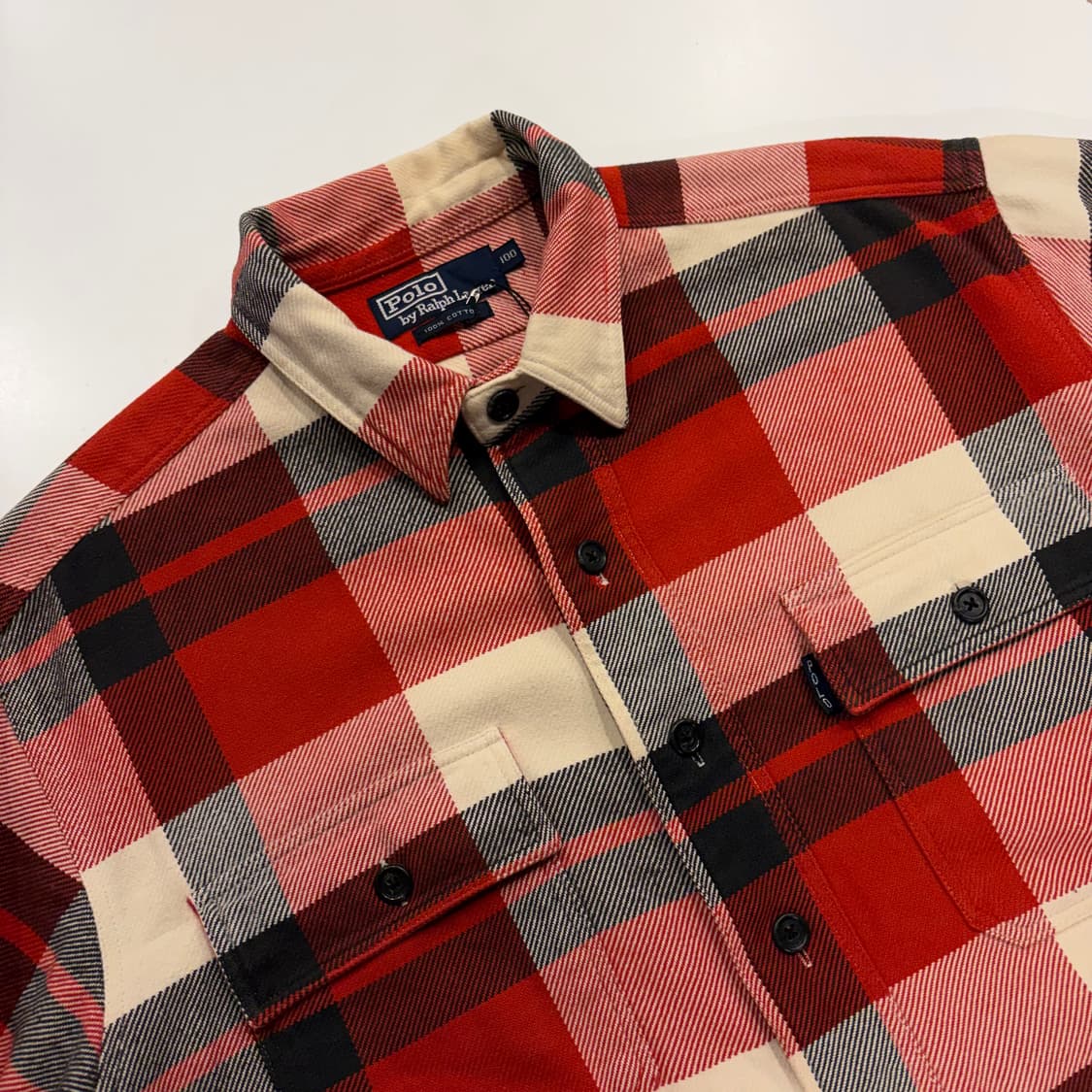 [100] 90s 폴로 랄프로렌 일경물산 레드 체크 셔츠 B745 상품이미지3