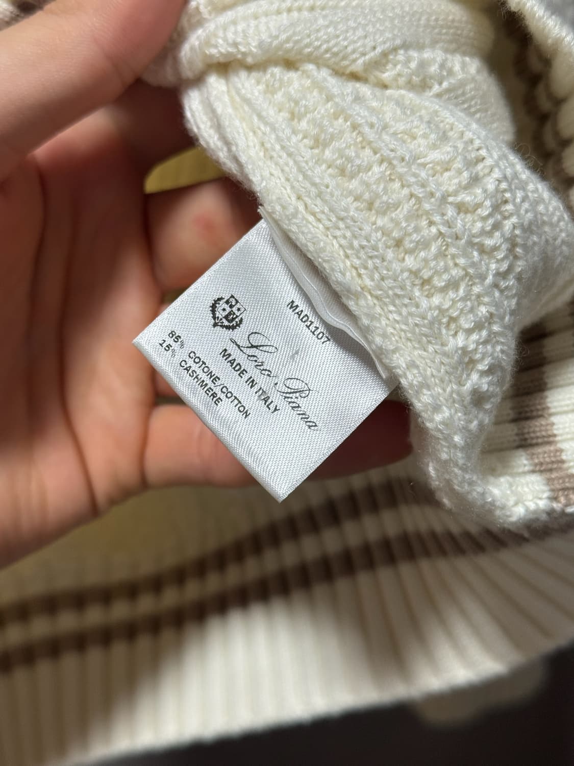로로피아나 코튼 캐시미어 케이블 니트 화이트 48 상품이미지7