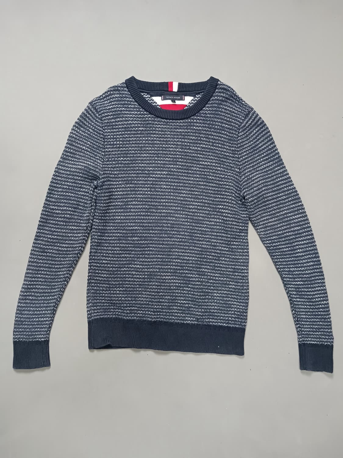 [M] 타미힐피거 패턴 코튼 니트 스웨터 네이비 상품이미지1