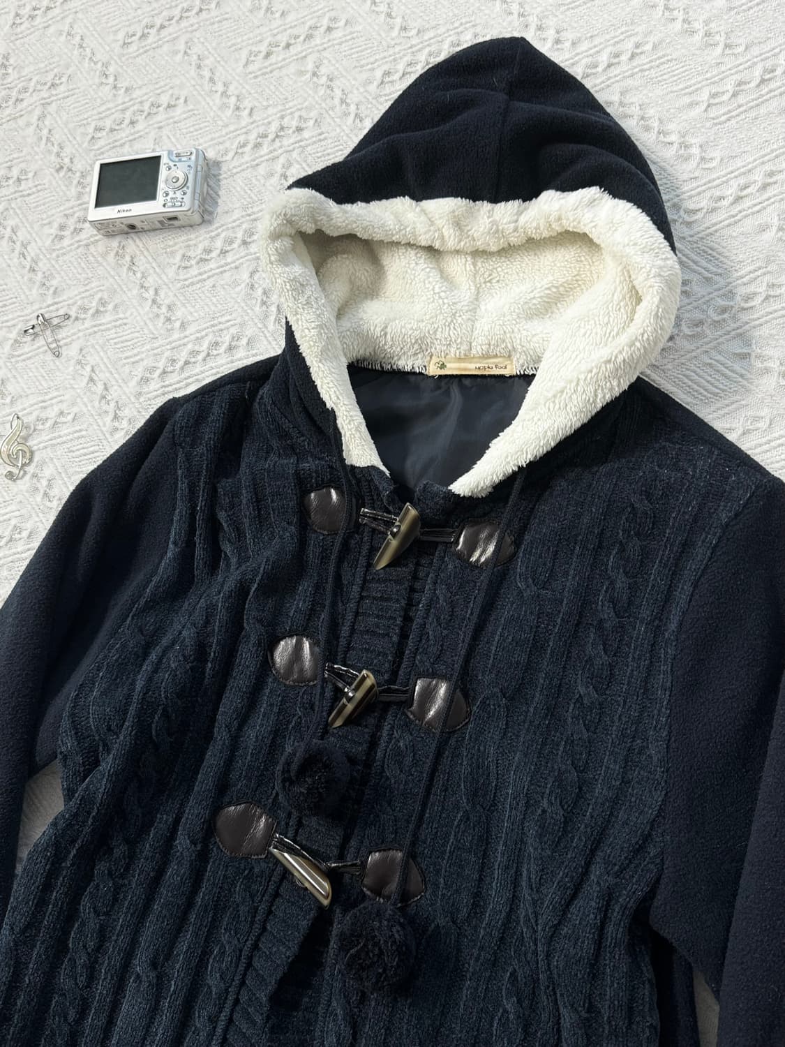  퍼 트리밍 토글 버튼 롱 가디건 상품이미지7