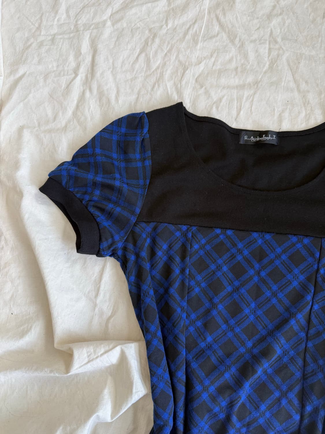 나나펑크 캐캐체 블루 체크 원피스 상품이미지2