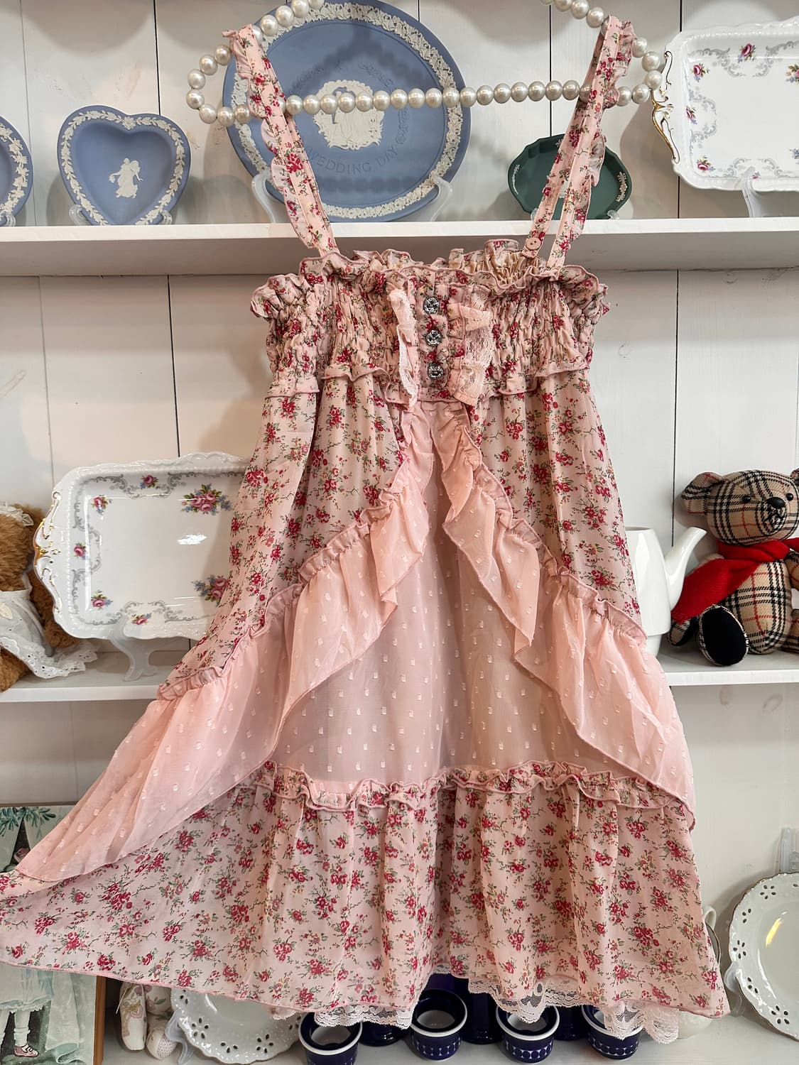 플라워 핑크 프릴 원피스 상품이미지2