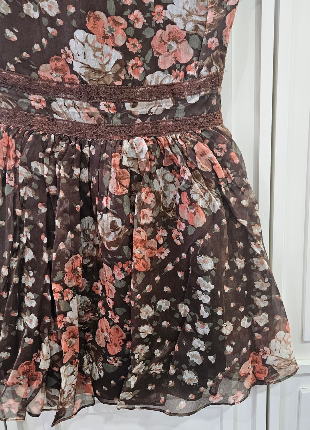 초코 플라워 프릴 쉬폰 원피스 상품이미지7