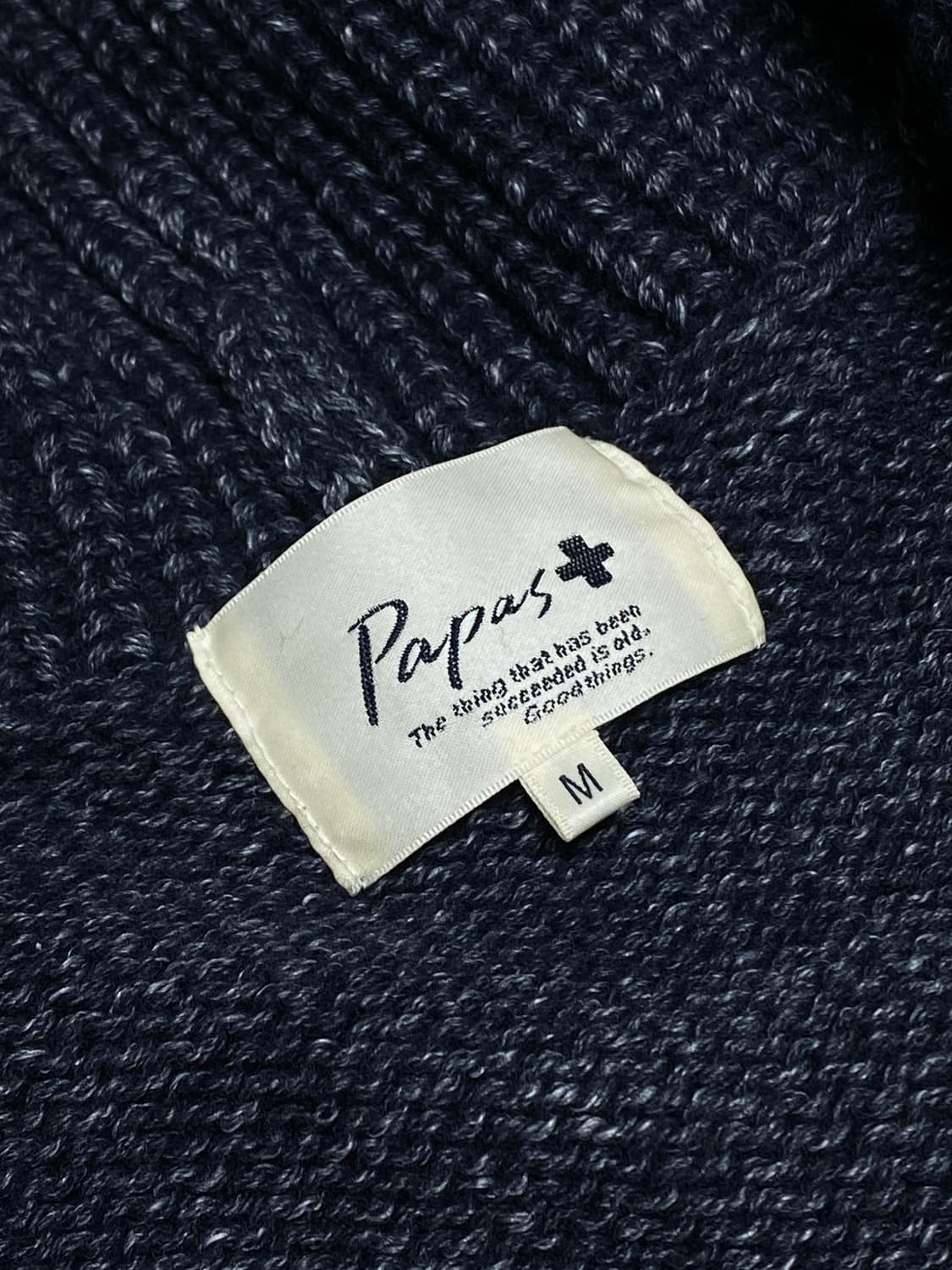 파파스 숄카라 니트 스웨터 가디건 네이비 M 상품이미지5