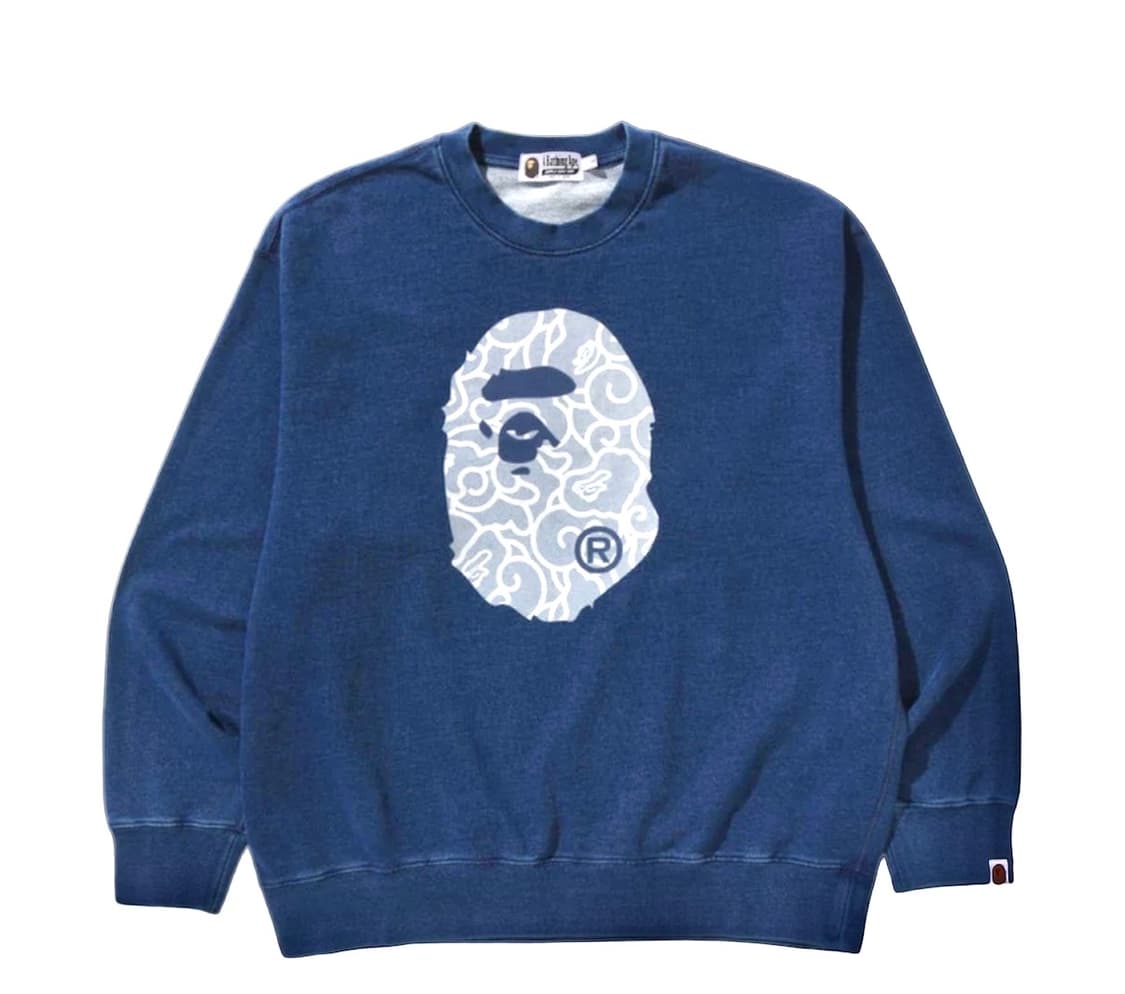 BAPE Big Ape Head Indigo Cloud Camo Crew 상품이미지1