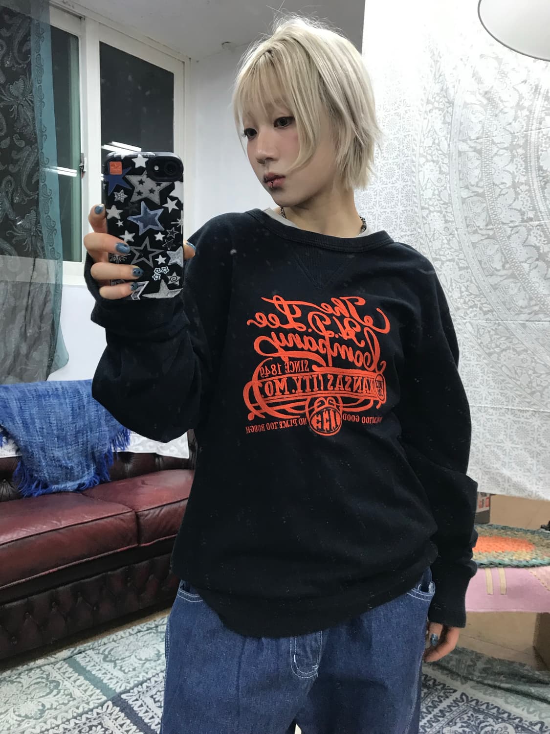 Lee 리 빈티지 레터링 자수 맨투맨  상품이미지1