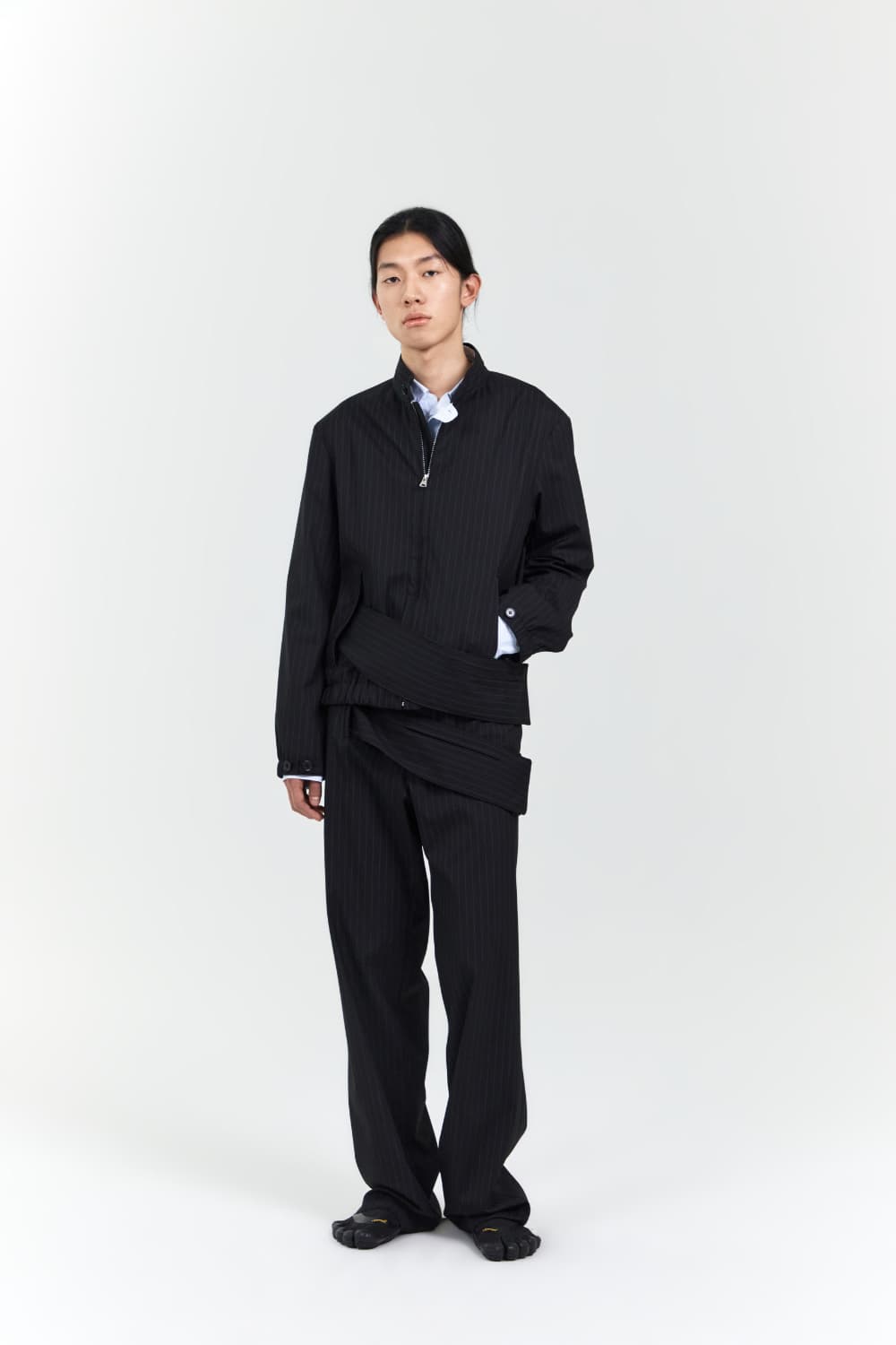BELTED POCKET TROUSER BLACK (STRIPE) 상품이미지1
