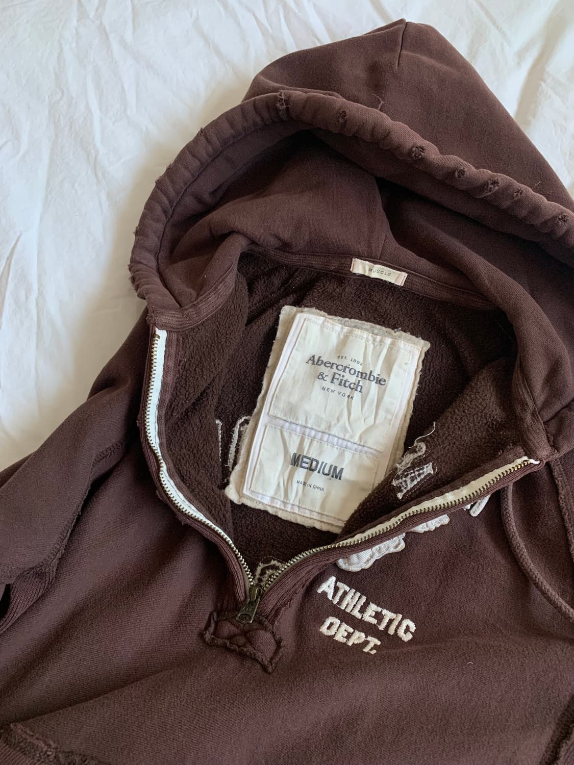 Abercrombie & Fitch 브라운 반집업 후디 상품이미지5