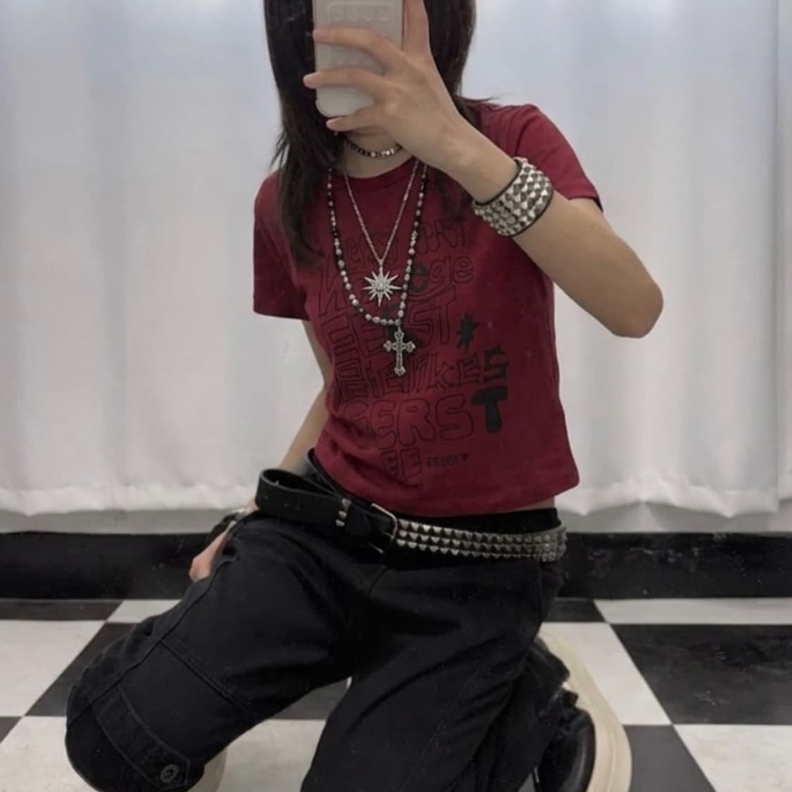 EERST W-HOMEGE SHORT TEE [RED]  이어스트 크롭티 상품이미지1