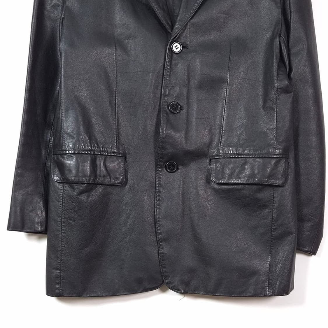 빈티지 소가죽 3버튼 클래식 레더 자켓 M 상품이미지3