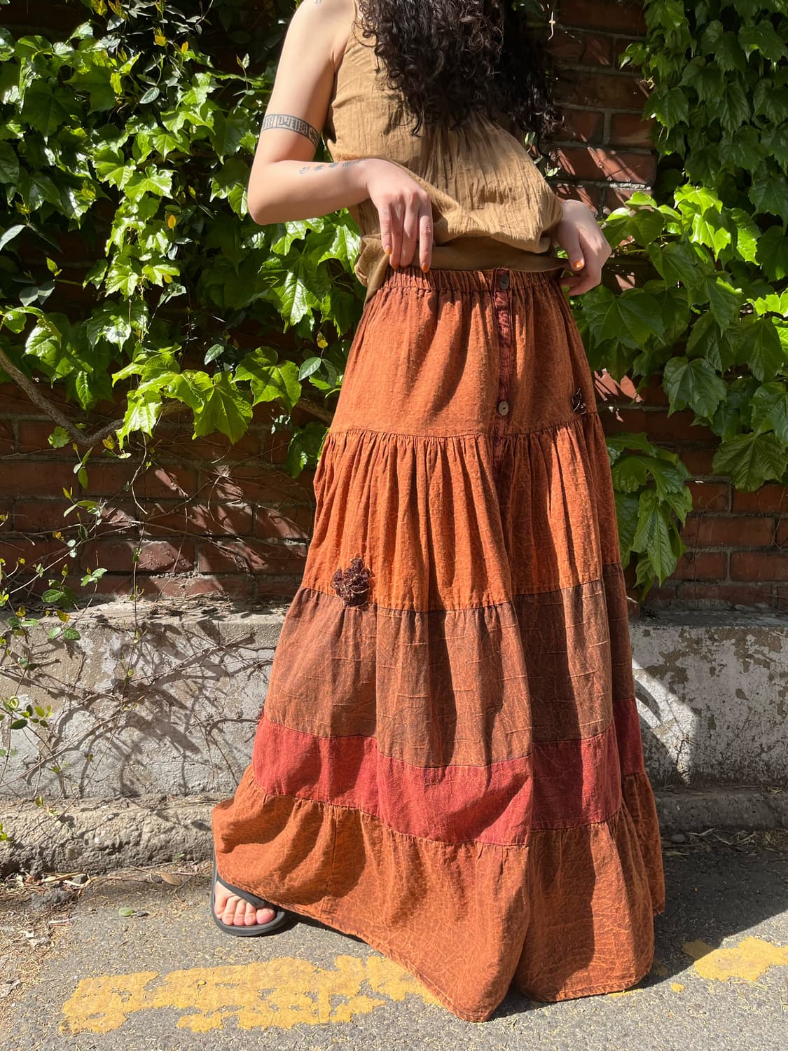 히피 무드 패치워크 롱 스커트 상품이미지4