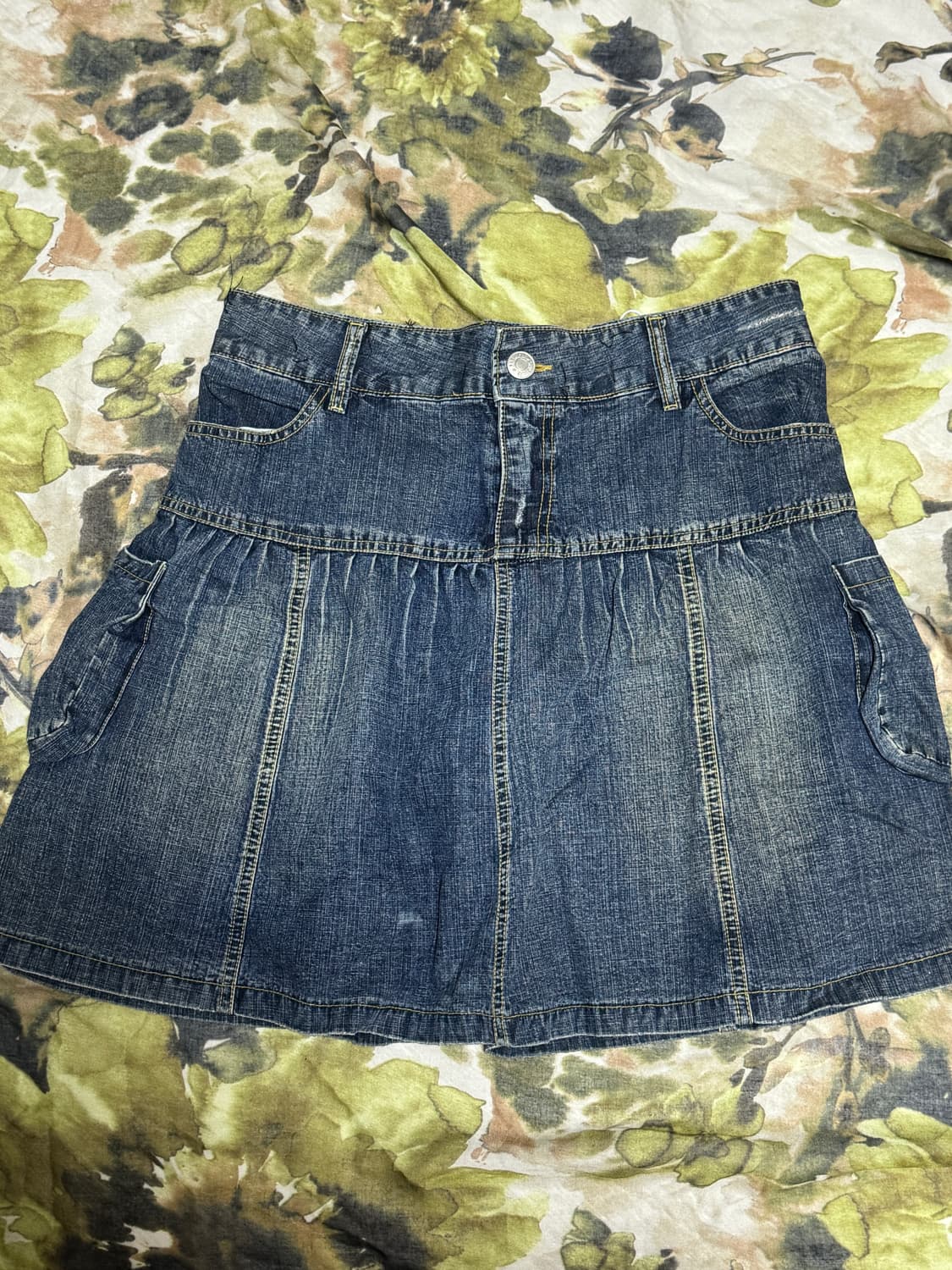 JJINJEANS Y2K 데님 미디 스커트 / 빅포켓 워싱 상품이미지1