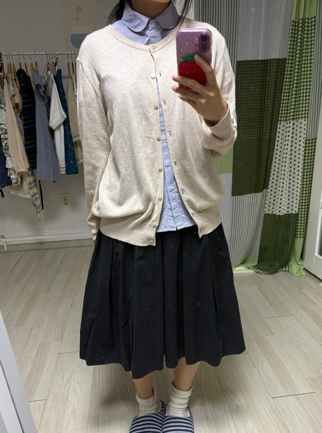 블루 스트라이프 반소매 블라우스 상품이미지10