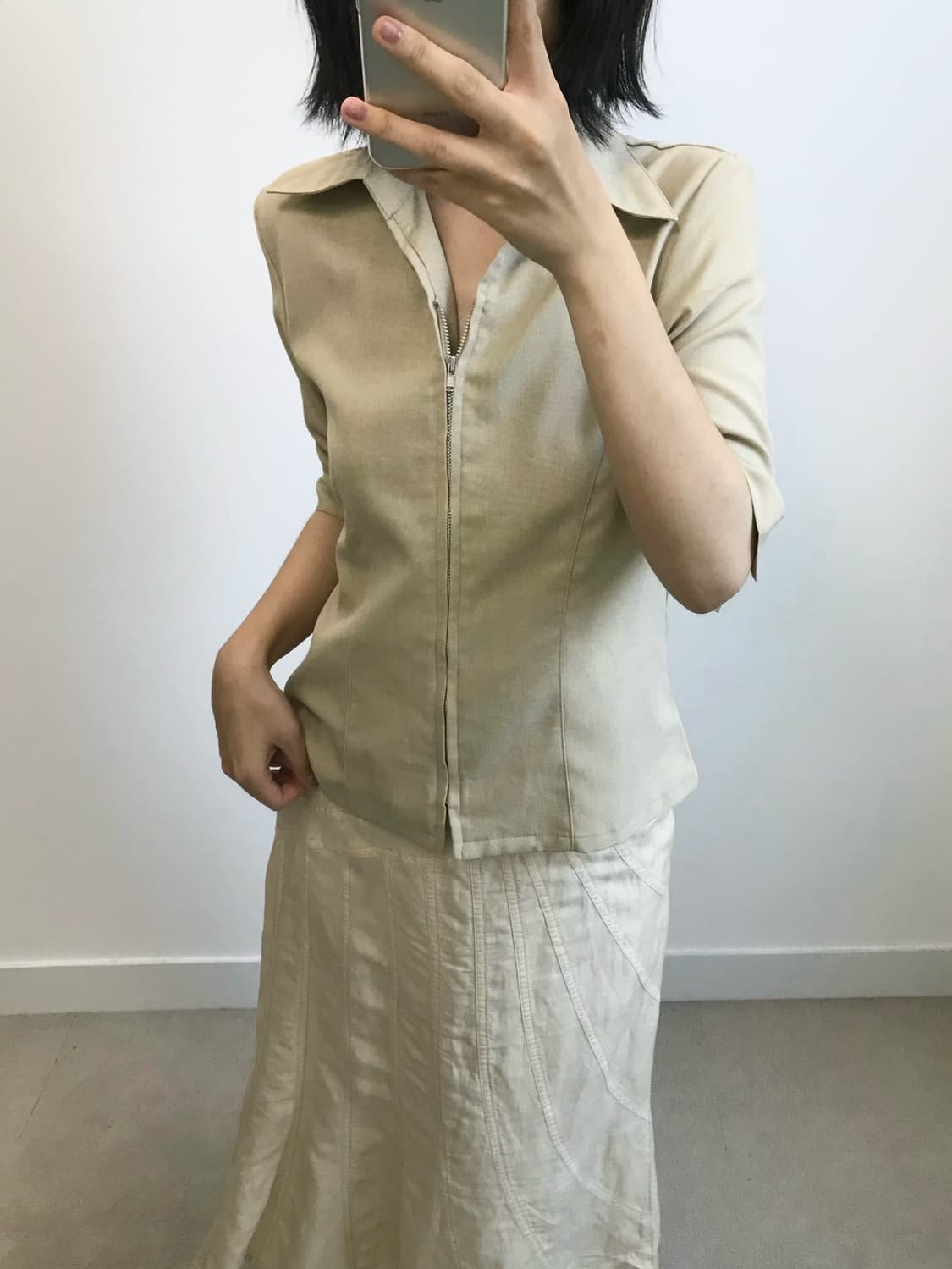 빈티지 카라 집업 자켓 상품이미지1