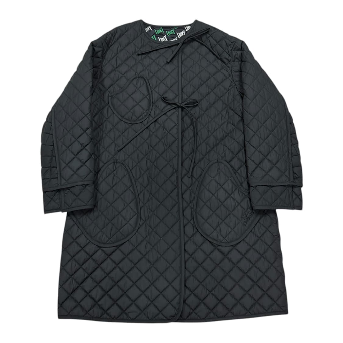 럭키슈에뜨 리본 디테일 퀄팅 패딩 자켓 블랙 36 상품이미지1