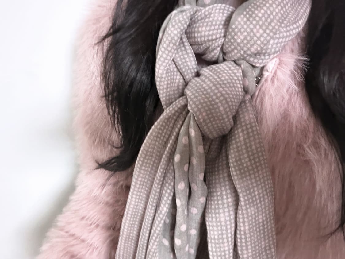 그레이 핑크 도트 모리 갸루 머플러 상품이미지1