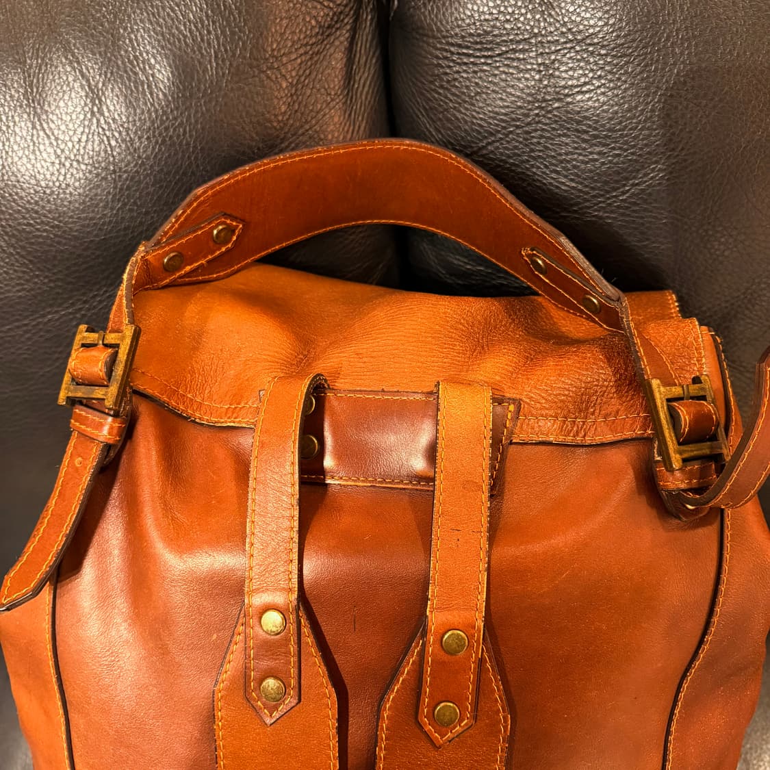 빈티지 오일풀업 카우레더 럭색 백팩 상품이미지6