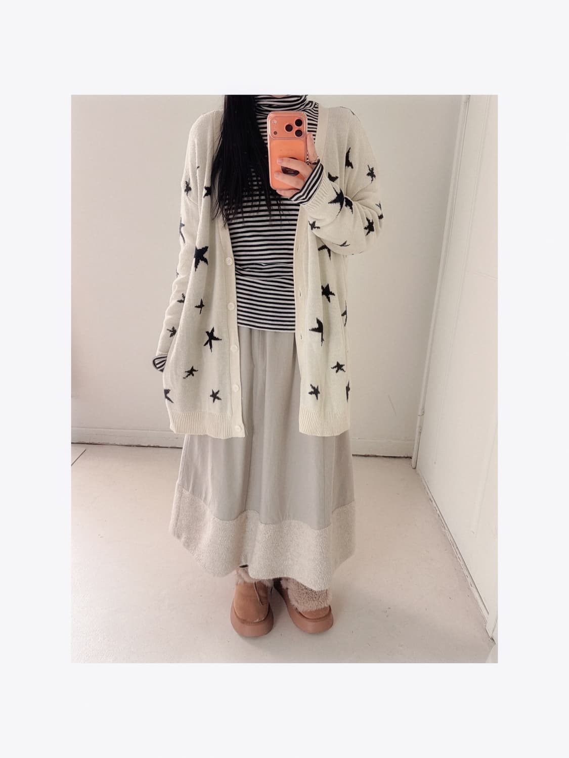 일본빈티지 별 니트 롱가디건 상품이미지1
