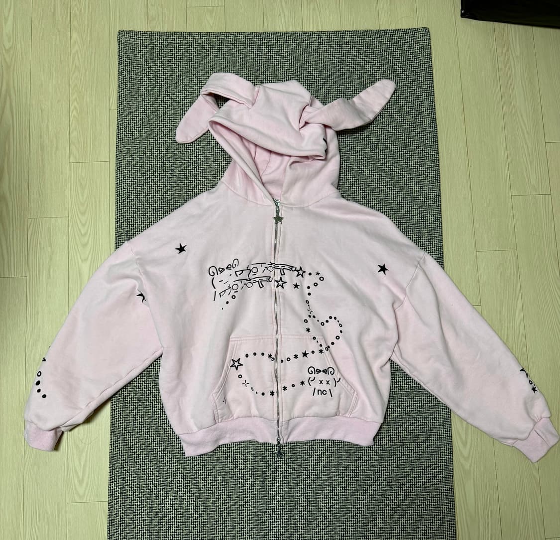 MALFUNCTION BUNNY ZIP HOODIE BABY PINK 상품이미지3
