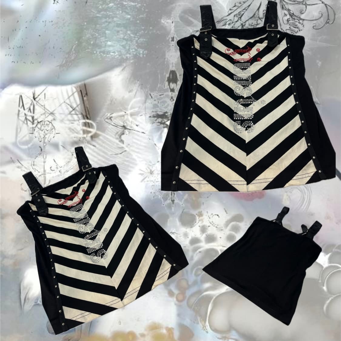 Y2K Cubic  eyelet Detail sleeveless 상품이미지5
