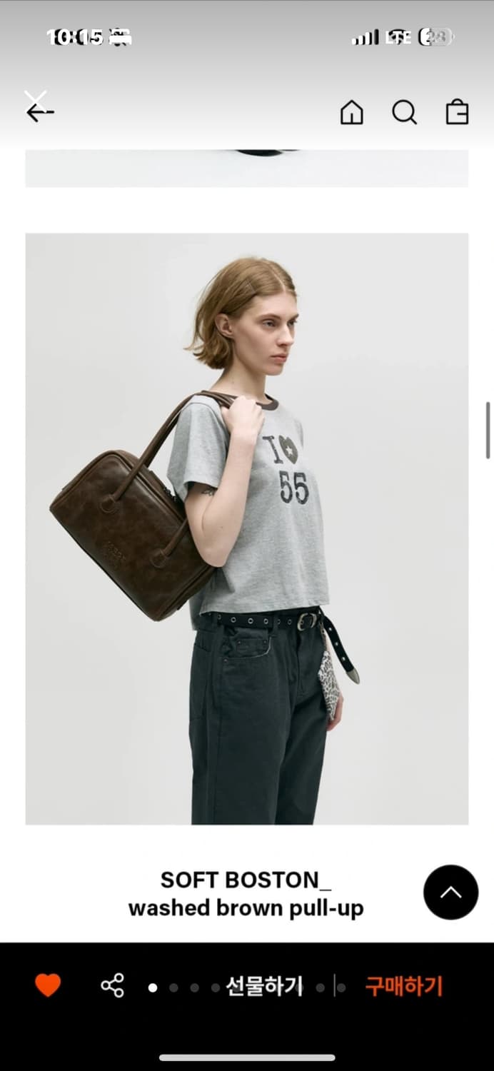 마지셔우드 소프트 보스턴백 워시드브라운 상품이미지5